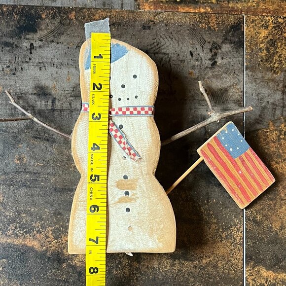 Lot of 3 Handmade Christmas Primitives Raggedy Santa/Wooden Snowman/Wooden Santa - Picture 13 of 15